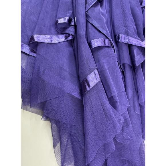 Vintage Y2K Asymmetrical Tulle Satin Trim Dress Womens 7/8 Fairy Whimsigoth HOCO - Picture 12 of 16